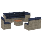 Set Divani da Giardino 9 pz con Cuscini Grigio in Polyrattan
