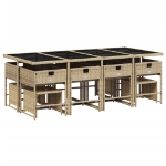 Set Pranzo da Giardino 13 pz con Cuscini Beige Misto Polyrattan