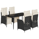 Set da Pranzo da Giardino 5 pz Nero con Cuscini in Polyrattan