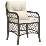 Set da Pranzo da Giardino 5pz con Cuscini in Polyrattan Marrone