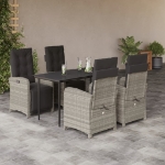 Set Pranzo da Giardino 5pz con Cuscini Grigio Chiaro Polyrattan
