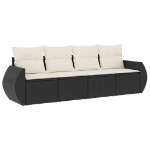Set Divani da Giardino 4 pz con Cuscini Nero in Polyrattan