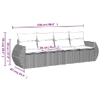 Set Divani da Giardino 4 pz con Cuscini Nero in Polyrattan