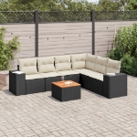 Set Divani da Giardino con Cuscini 7pz Nero Polyrattan