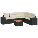 Set Divani da Giardino con Cuscini 7pz Nero Polyrattan