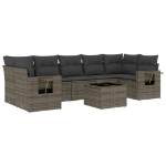 Set Divano da Giardino 8 pz con Cuscini Grigio in Polyrattan