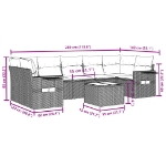Set Divano da Giardino 8 pz con Cuscini Grigio in Polyrattan