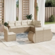 Set Divano da Giardino 8 pz con Cuscini Beige in Polyrattan