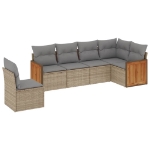 Set Divano da Giardino 6 pz con Cuscini Beige in Polyrattan