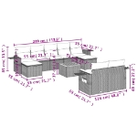 Set Divani da Giardino 10pz con Cuscini in Polyrattan Nero