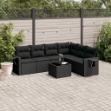 Set Divani da Giardino con Cuscini 7pz Nero Polyrattan