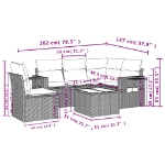 Set Divano da Giardino 6 pz con Cuscini Nero in Polyrattan