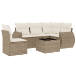 Set Divano da Giardino 6 pz con Cuscini Beige in Polyrattan