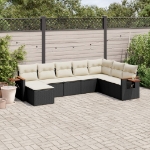 Set Divani da Giardino con Cuscini 8 pz Nero in Polyrattan