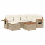 Set Divani da Giardino 7 pz con Cuscini Beige in Polyrattan