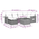 Set Divani da Giardino 7 pz con Cuscini Beige in Polyrattan