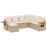 Set Divani da Giardino 7 pz con Cuscini Beige in Polyrattan