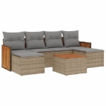 Set Divani da Giardino 7 pz con Cuscini Beige in Polyrattan