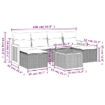 Set Divani da Giardino 7 pz con Cuscini Beige in Polyrattan