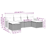 Set Divano da Giardino 6 pz con Cuscini Beige in Polyrattan