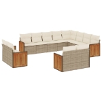 Set Divani da Giardino 12 pz con Cuscini Beige in Polyrattan