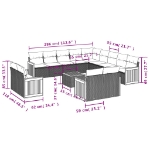 Set Divani da Giardino 14pz con Cuscini in Polyrattan Nero