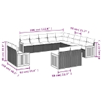 Set Divani da Giardino 13pz con Cuscini Nero in Polyrattan