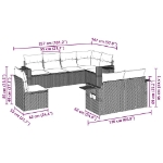 Set Divano da Giardino 8pz con Cuscini Grigio Chiaro Polyrattan