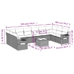 Set Divani da Giardino 11 pz con Cuscini in Polyrattan Nero