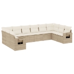Set Divano da Giardino 10 pz con Cuscini Beige in Polyrattan