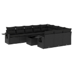 Set Divani da Giardino 11 pz con Cuscini in Polyrattan Nero