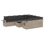 Set Divani da Giardino 11 pz con Cuscini in Polyrattan Grigio
