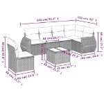 Set Divani da Giardino 7 pz con Cuscini Beige in Polyrattan