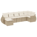 Set Divani da Giardino 7 pz con Cuscini Beige in Polyrattan
