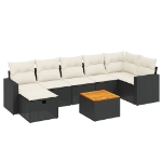 Set Divani da Giardino con Cuscini 8 pz Nero in Polyrattan