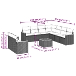 Set Divano da Giardino 10 pz con Cuscini Beige in Polyrattan