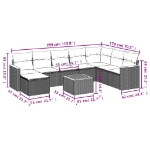 Set Divani da Giardino 9 pz con Cuscini Nero in Polyrattan