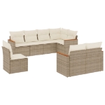 Set Divano da Giardino 8 pz con Cuscini Beige in Polyrattan