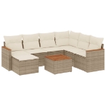 Set Divano da Giardino 8 pz con Cuscini Beige in Polyrattan