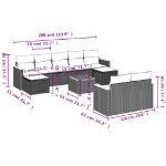 Set Divani da Giardino 10pz con Cuscini in Polyrattan Nero
