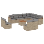 Set Divano da Giardino 13 pz con Cuscini Beige in Polyrattan