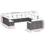 Set Divani da Giardino 12 pz con Cuscini Nero in Polyrattan