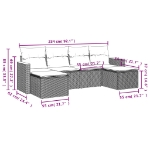Set Divano da Giardino 6 pz con Cuscini Grigio in Polyrattan