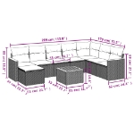 Set Divano da Giardino 9 pz con Cuscini Beige in Polyrattan