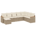 Set Divano da Giardino 8 pz con Cuscini Beige in Polyrattan