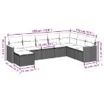 Set Divano da Giardino 8 pz con Cuscini Beige in Polyrattan