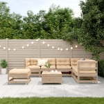 Set Salotto Giardino 8 pz Cuscini Antracite Legno Massello Pino