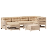 Set Salotto Giardino 7 pz Cuscini Antracite Legno Massello Pino
