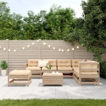 Set Salotto Giardino 8 pz Cuscini Antracite Legno Massello Pino