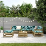 Set Divani da Giardino 8pz con Cuscini Legno Impregnato di Pino